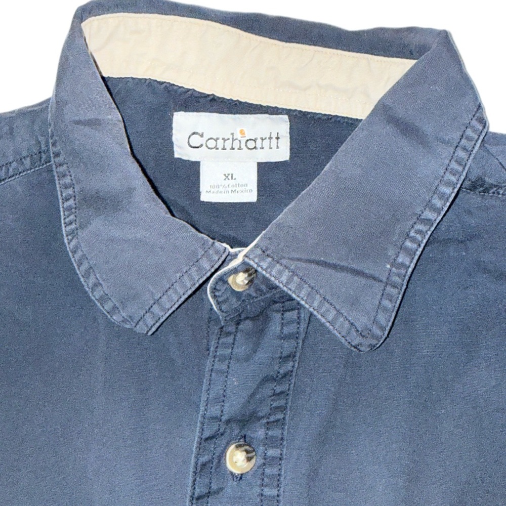 Carhartt Men’s XL Regular 100% Cotton Short Sleeve Work Shirt Blue 2010 RN14806 - Picture 7 of 12